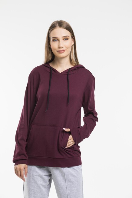 Süperlife Kadın Kapşonlu Oversize Fit İnce Sweatshirt spr21k55