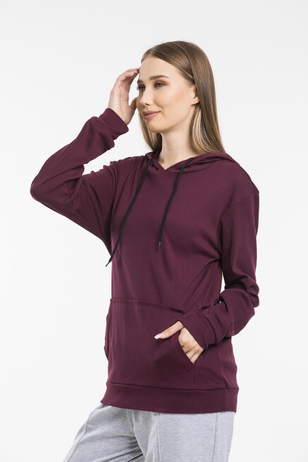 Süperlife Kadın Kapşonlu Oversize Fit İnce Sweatshirt spr21k55
