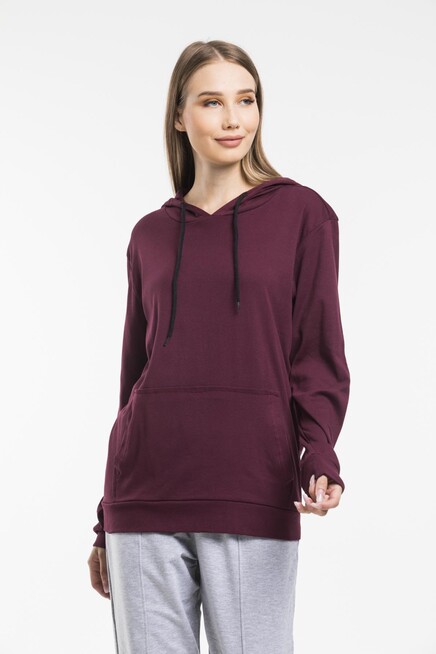 Süperlife Kadın Kapşonlu Oversize Fit İnce Sweatshirt spr21k55