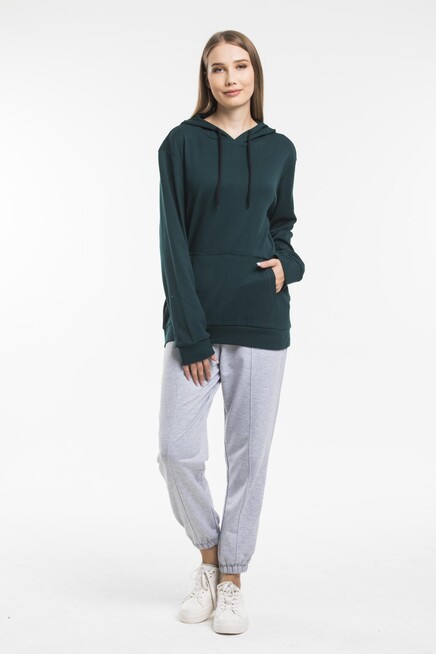 Süperlife Kadın Kapşonlu Oversize Fit İnce Sweatshirt spr21k55