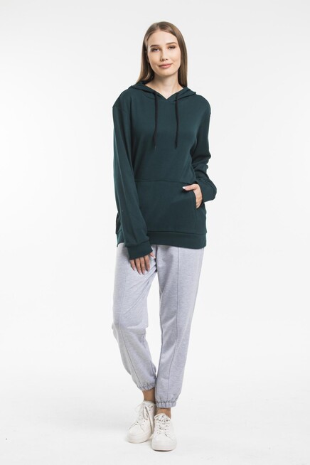 Kadın Kapşonlu Oversize Fit İnce Sweatshirt spr21k55