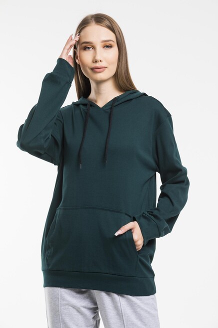 Süperlife Kadın Kapşonlu Oversize Fit İnce Sweatshirt spr21k55