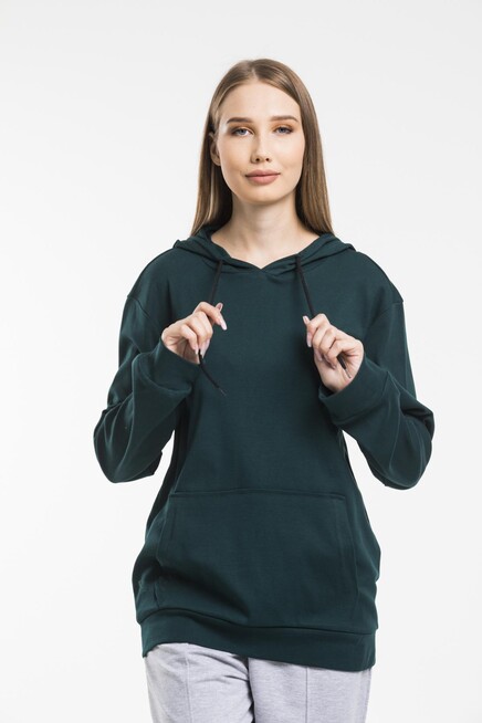 Kadın Kapşonlu Oversize Fit İnce Sweatshirt spr21k55