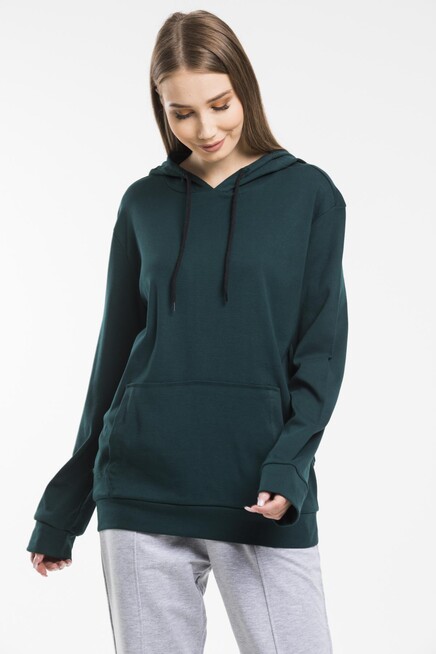 Süperlife Kadın Kapşonlu Oversize Fit İnce Sweatshirt spr21k55
