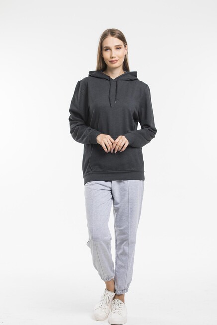 Kadın Kapşonlu Oversize Fit İnce Sweatshirt spr21k55