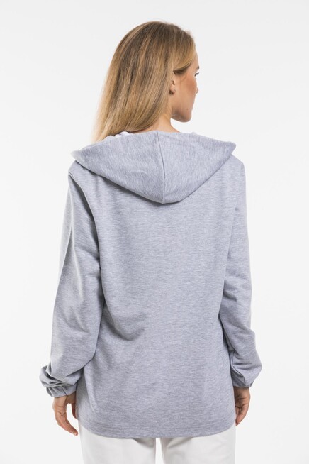 Kadın Oversize Kalıp Önü Cepli İnce Sweatshirt SPR21K52