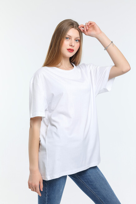 Süperlife Kadın Bisiklet Yaka Standart &Regular Fit Tişort spr21yk30