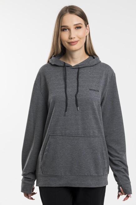 Kadın Kapşonlu Regular Fit Baskılı İnce Sweatshirt SPR21K61