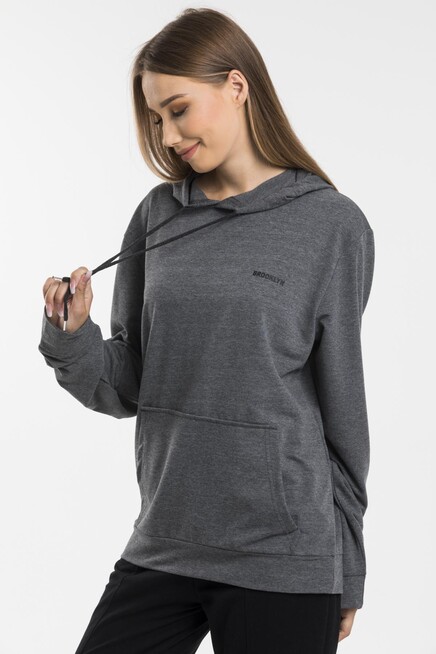 Kadın Kapşonlu Regular Fit Baskılı İnce Sweatshirt SPR21K61