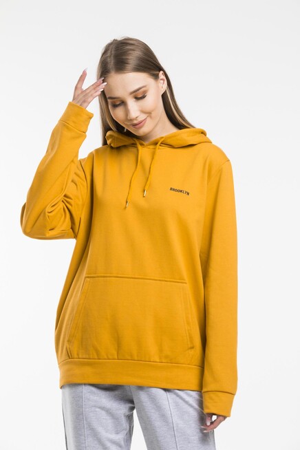 Kadın Kapşonlu Regular Fit Baskılı İnce Sweatshirt SPR21K61