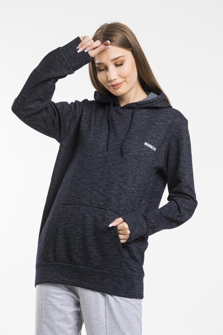 Kadın Kapşonlu Regular Fit Baskılı İnce Sweatshirt SPR21K61