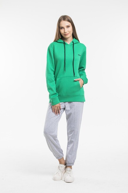 Süperlife Kadın Kapşonlu Regular Fit Baskılı İnce Sweatshirt SPR21K61