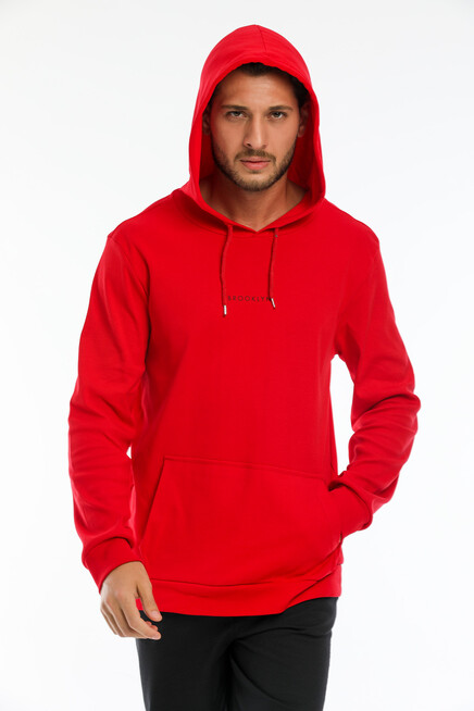 Süperlife Erkek Kapşonlu Slim Fit Brooklyn Basklı İnce Sweatshirt SPR22SW103