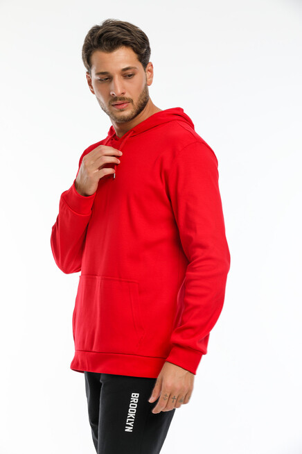 Süperlife Erkek Kapşonlu Slim Fit Brooklyn Basklı İnce Sweatshirt SPR22SW103