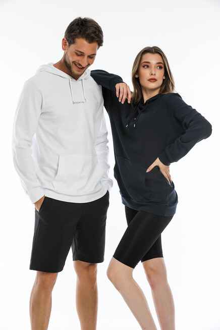 Süperlife Erkek Kapşonlu Slim Fit Brooklyn Basklı İnce Sweatshirt SPR22SW103