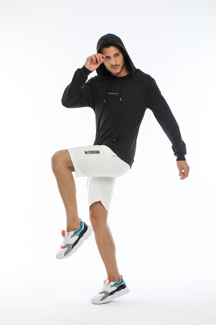 Süperlife Erkek Kapşonlu Slim Fit Brooklyn Basklı İnce Sweatshirt SPR22SW103