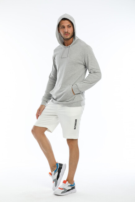 Süperlife Erkek Kapşonlu Slim Fit Brooklyn Basklı İnce Sweatshirt SPR22SW103