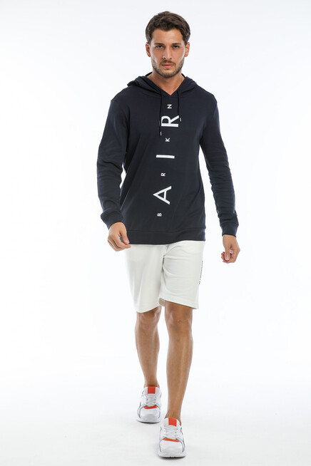 Süperlife Erkek Kapşonlu Regular  Air Baskılı İnce Sweatshirt SPR22SW104