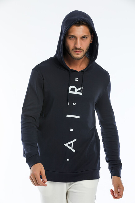 Erkek Kapşonlu Regular  Air Baskılı İnce Sweatshirt SPR22SW104