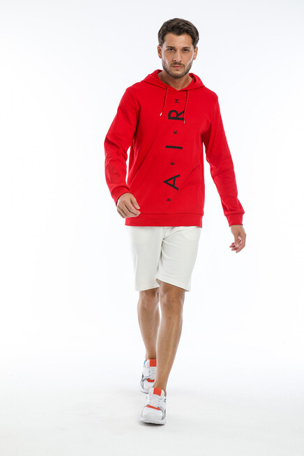 Süperlife Erkek Kapşonlu Regular  Air Baskılı İnce Sweatshirt SPR22SW104