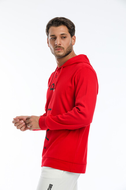 Erkek Kapşonlu Regular  Air Baskılı İnce Sweatshirt SPR22SW104