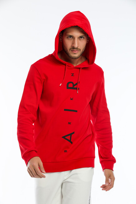 Erkek Kapşonlu Regular  Air Baskılı İnce Sweatshirt SPR22SW104