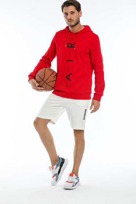 Süperlife Erkek Kapşonlu Regular  Air Baskılı İnce Sweatshirt SPR22SW104