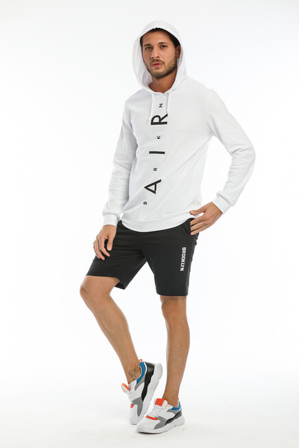 Süperlife Erkek Kapşonlu Regular  Air Baskılı İnce Sweatshirt SPR22SW104