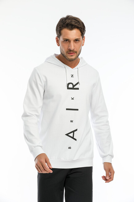 Erkek Kapşonlu Regular  Air Baskılı İnce Sweatshirt SPR22SW104