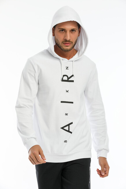 Erkek Kapşonlu Regular  Air Baskılı İnce Sweatshirt SPR22SW104