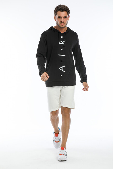 Süperlife Erkek Kapşonlu Regular  Air Baskılı İnce Sweatshirt SPR22SW104