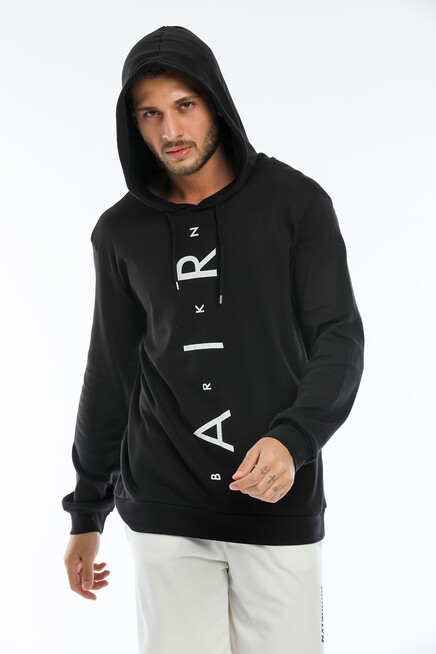 Erkek Kapşonlu Regular  Air Baskılı İnce Sweatshirt SPR22SW104