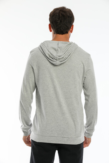 Erkek Kapşonlu Regular  Air Baskılı İnce Sweatshirt SPR22SW104