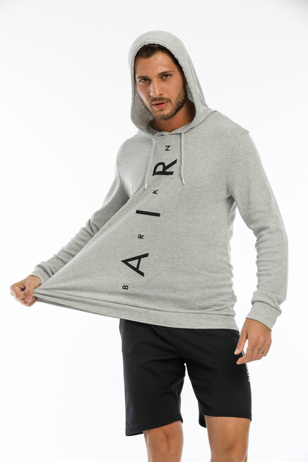 Erkek Kapşonlu Regular  Air Baskılı İnce Sweatshirt SPR22SW104