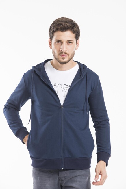 Süperlife Erkek Kapşonlu Regular Fit Yan Cepli İnce Hırka SPR 20K62