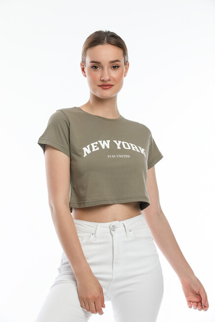 Süperlife Kadın Newyork Baskılı  Slim Fit  Tişort  SPR21Y15