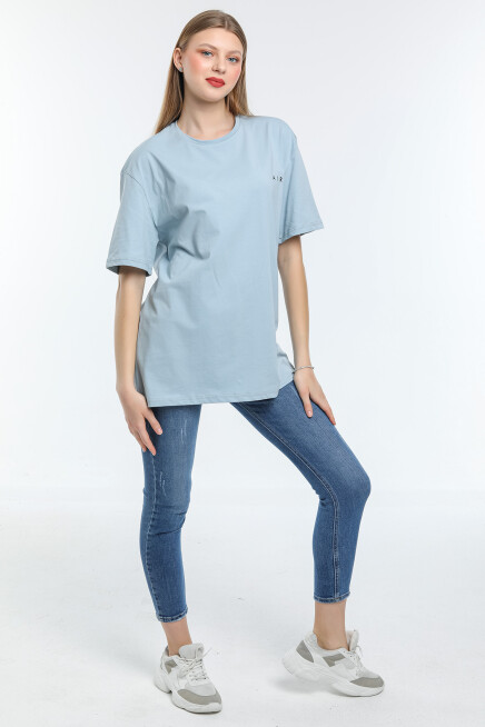 Süperlife Kadın Bisiklet Yaka Regular Fit  Air Baskılı Tişort SPR21YK23