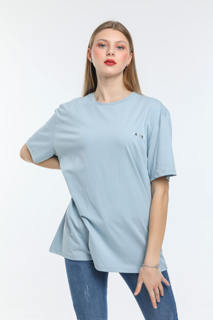Süperlife Kadın Bisiklet Yaka Regular Fit  Air Baskılı Tişort SPR21YK23