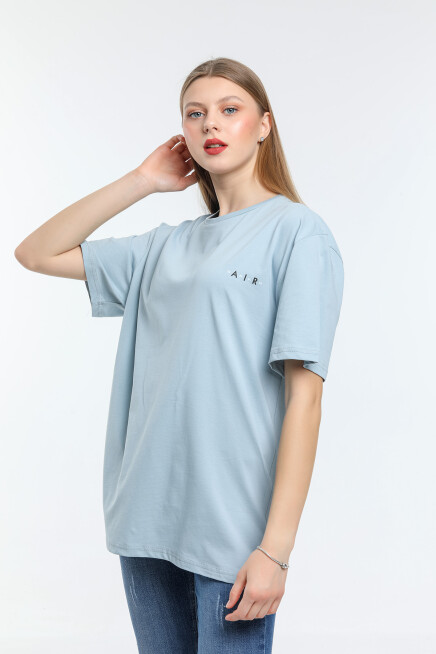 Süperlife Kadın Bisiklet Yaka Regular Fit  Air Baskılı Tişort SPR21YK23