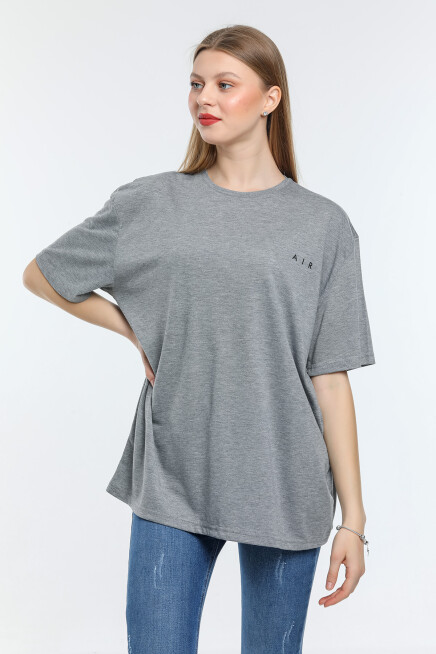 Süperlife Kadın Bisiklet Yaka Regular Fit  Air Baskılı Tişort SPR21YK23