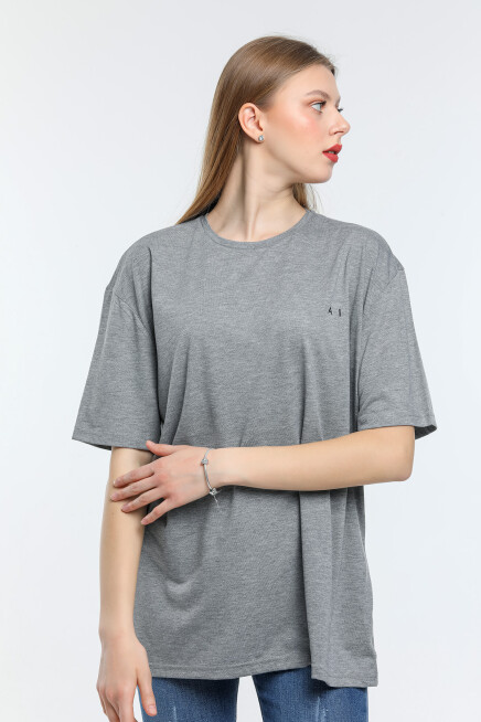 Süperlife Kadın Bisiklet Yaka Regular Fit  Air Baskılı Tişort SPR21YK23