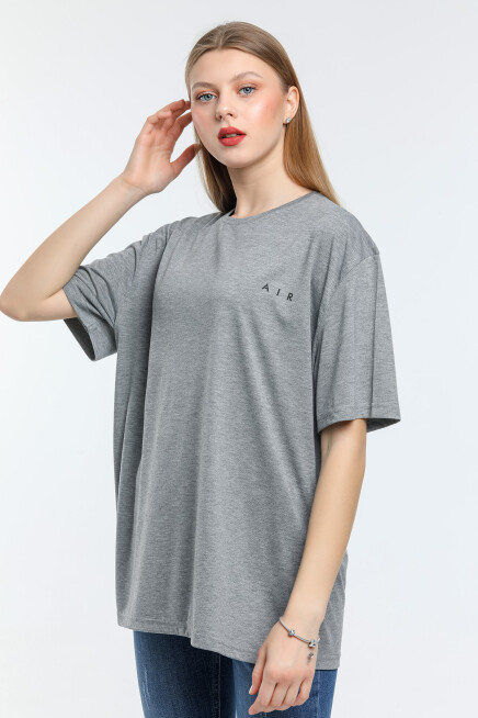 Süperlife Kadın Bisiklet Yaka Regular Fit  Air Baskılı Tişort SPR21YK23