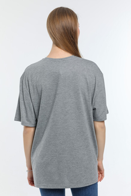 Süperlife Kadın Bisiklet Yaka Regular Fit  Air Baskılı Tişort SPR21YK23