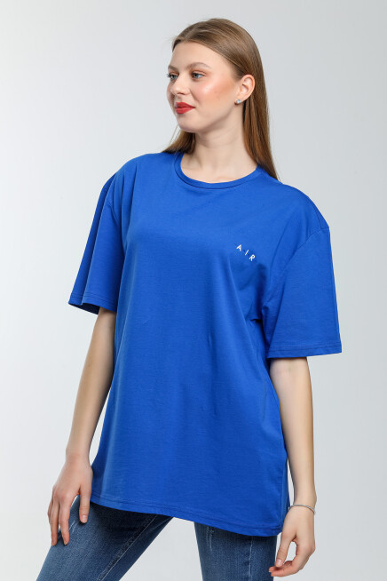 Süperlife Kadın Bisiklet Yaka Regular Fit  Air Baskılı Tişort SPR21YK23