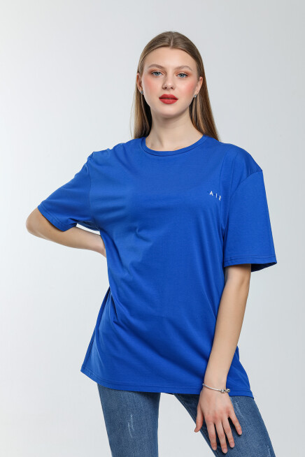 Süperlife Kadın Bisiklet Yaka Regular Fit  Air Baskılı Tişort SPR21YK23