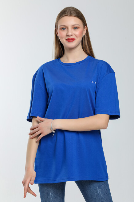 Süperlife Kadın Bisiklet Yaka Regular Fit  Air Baskılı Tişort SPR21YK23