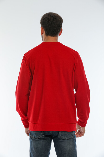 Süperlife Erkek Bisiklet Yaka Regular Fit Air Baskılı İnce Sweatshirt SPR22SW131