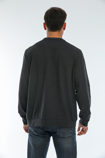 Süperlife Erkek Bisiklet Yaka Regular Fit Air Baskılı İnce Sweatshirt SPR22SW131