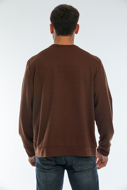 Süperlife Erkek Bisiklet Yaka Regular Fit Air Baskılı İnce Sweatshirt SPR22SW131