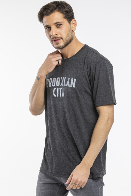 Erkek Bisiklet yaka Brooklyn City Baskılı Tişort SPR 253